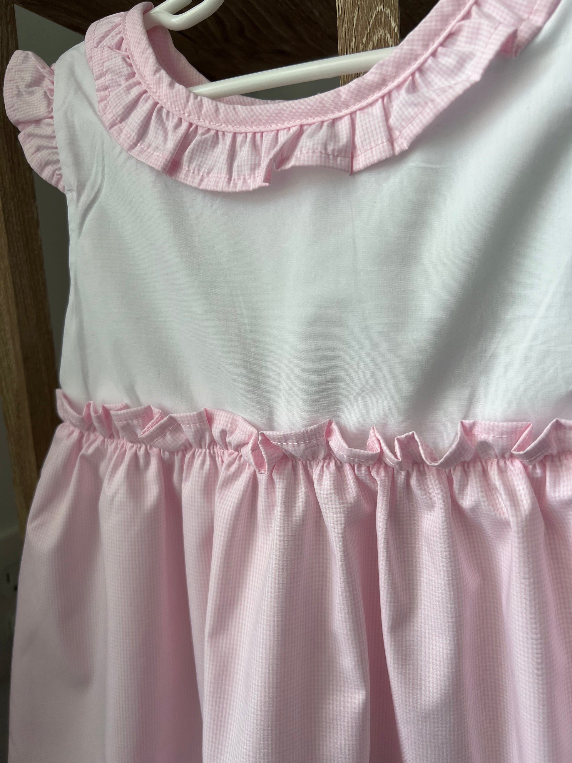 Girls pink gingham dress-fully lined – Adrianas Monograms